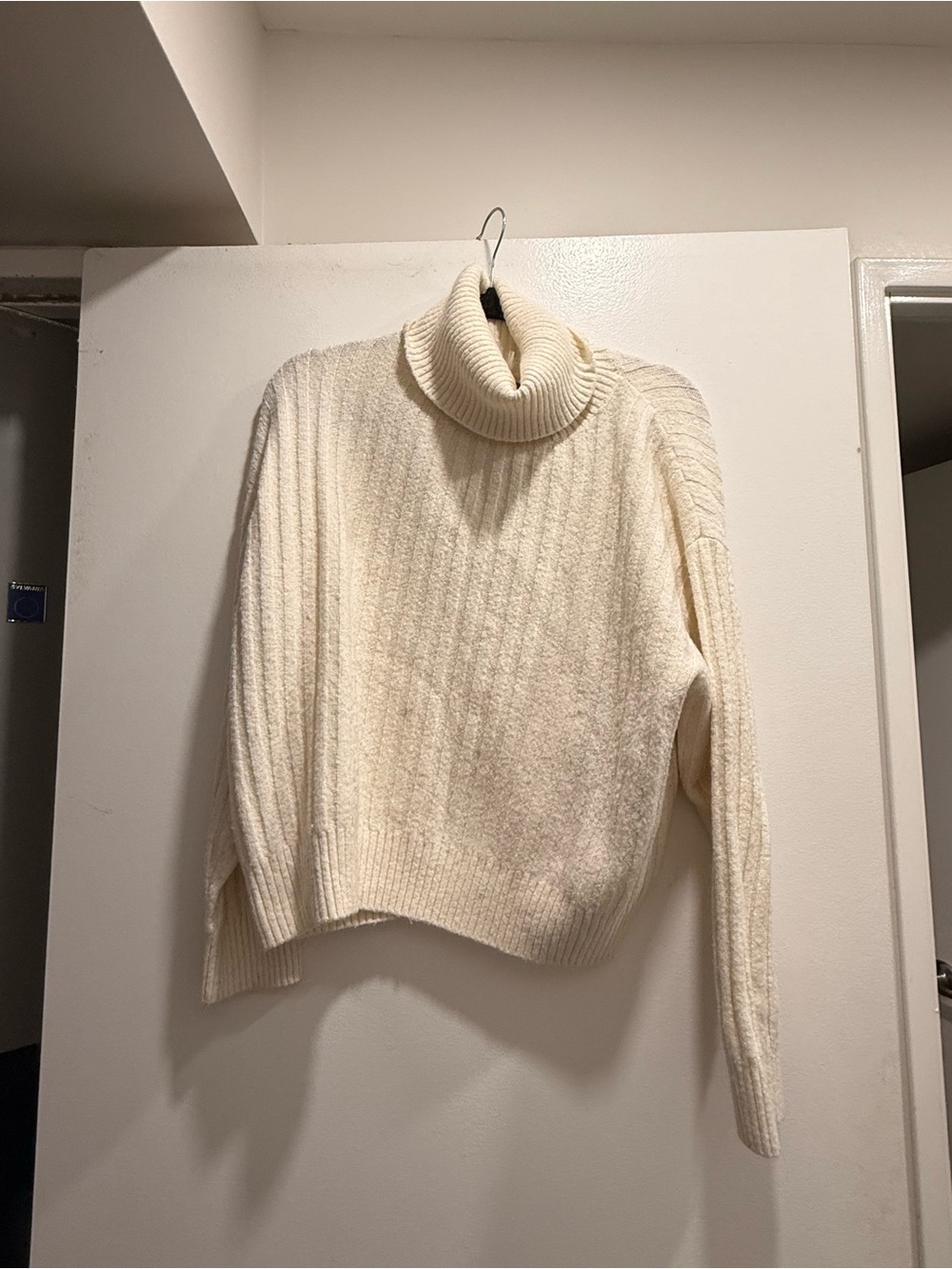 Mango Cream Turtleneck Ribbed Knit Sweater and Skirt Set